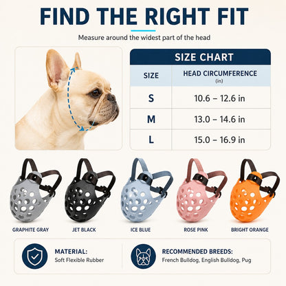 Paws in Awe Short-Snout Dog Muzzle for French Bulldogs - Breathable No-Bite & Anti-Scavenging Muzzle for Walks, Grooming and Daily Care image 8
