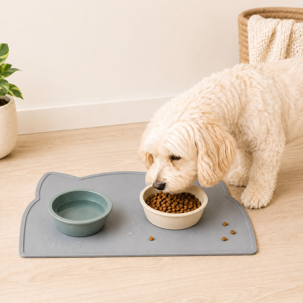 Paws in Awe Raised-Edge Silicone Pet Feeding Mat for Cats & Dogs - Keeps Floors Clean at Mealtime image 1