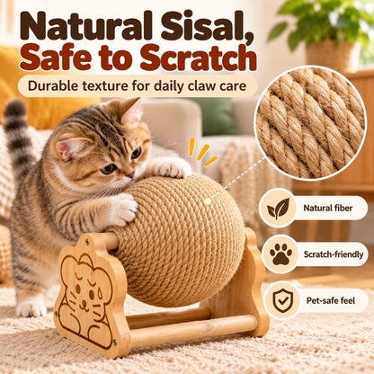 Natural sisal rope texture on a cat scratching ball