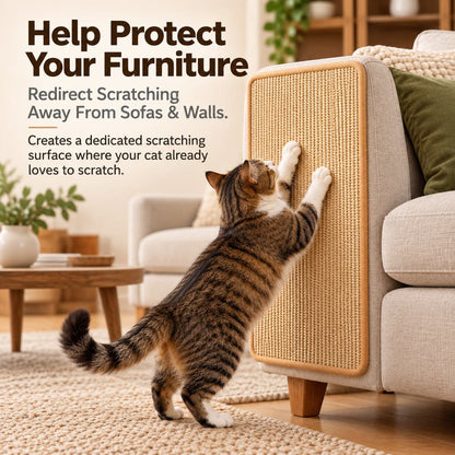 Paws in Awe Self-Adhesive Sisal Cat Scratching Mat for Sofas & Walls - Helps Protect Furniture from Scratches
