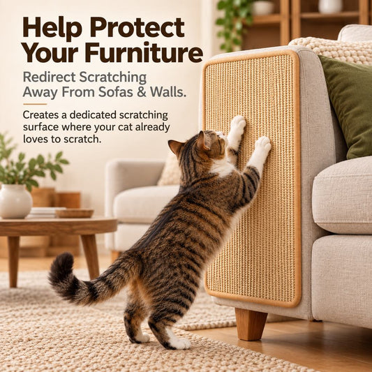 Paws in Awe Self-Adhesive Sisal Cat Scratching Mat for Sofas & Walls - Helps Protect Furniture from Scratches
