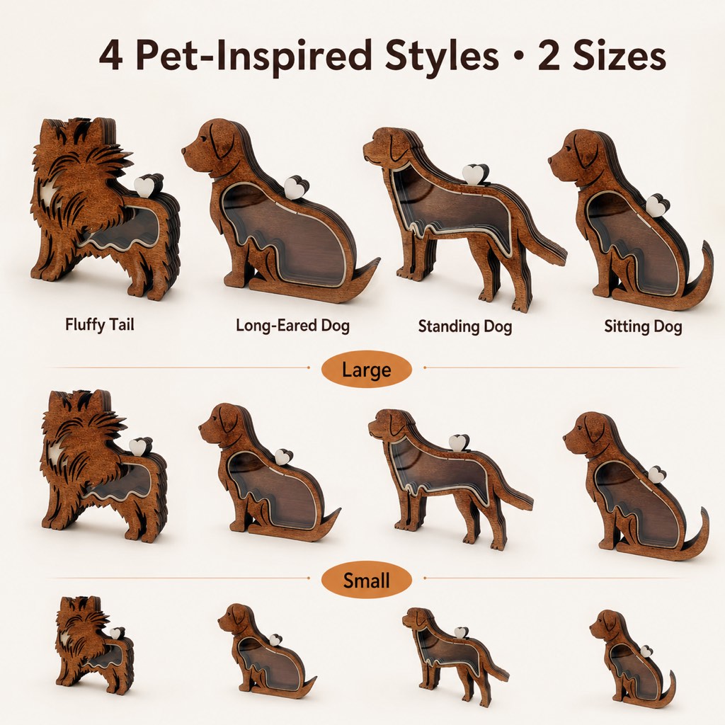 Sitting Dog style pet fur keepsake box