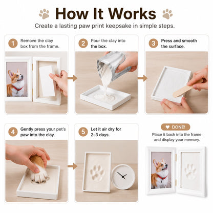 Size guide for pet paw print frame kit