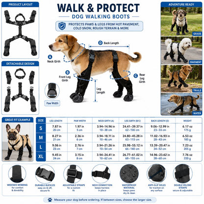 Size guide for waterproof dog walking boots