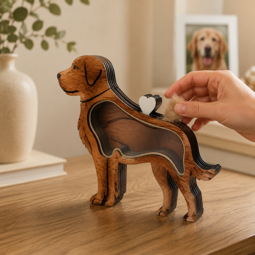 Size guide for wooden pet fur keepsake box