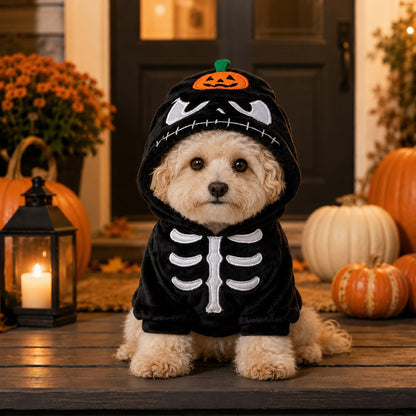 Skeleton Pumpkin Halloween pet costume hoodie SKU image