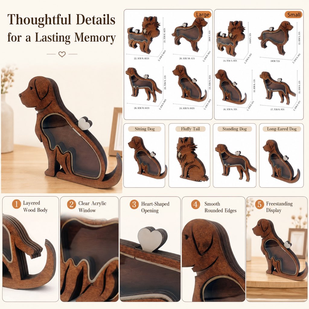 Small and large pet fur keepsake boxes