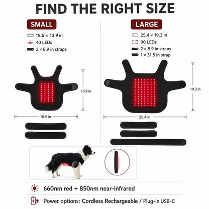 Small 40 LEDs and Large 90 LEDs pet light wrap size options