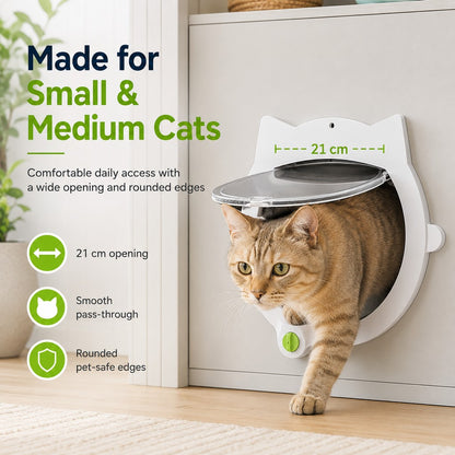 Paws in Awe 4-Way Locking Interior Cat Door for Litter Box Cabinets & Rooms - Private Access Without Door Scratching image 7