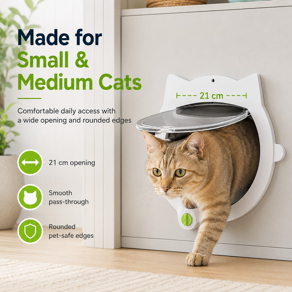 Paws in Awe 4-Way Locking Interior Cat Door for Litter Box Cabinets & Rooms - Private Access Without Door Scratching image 7