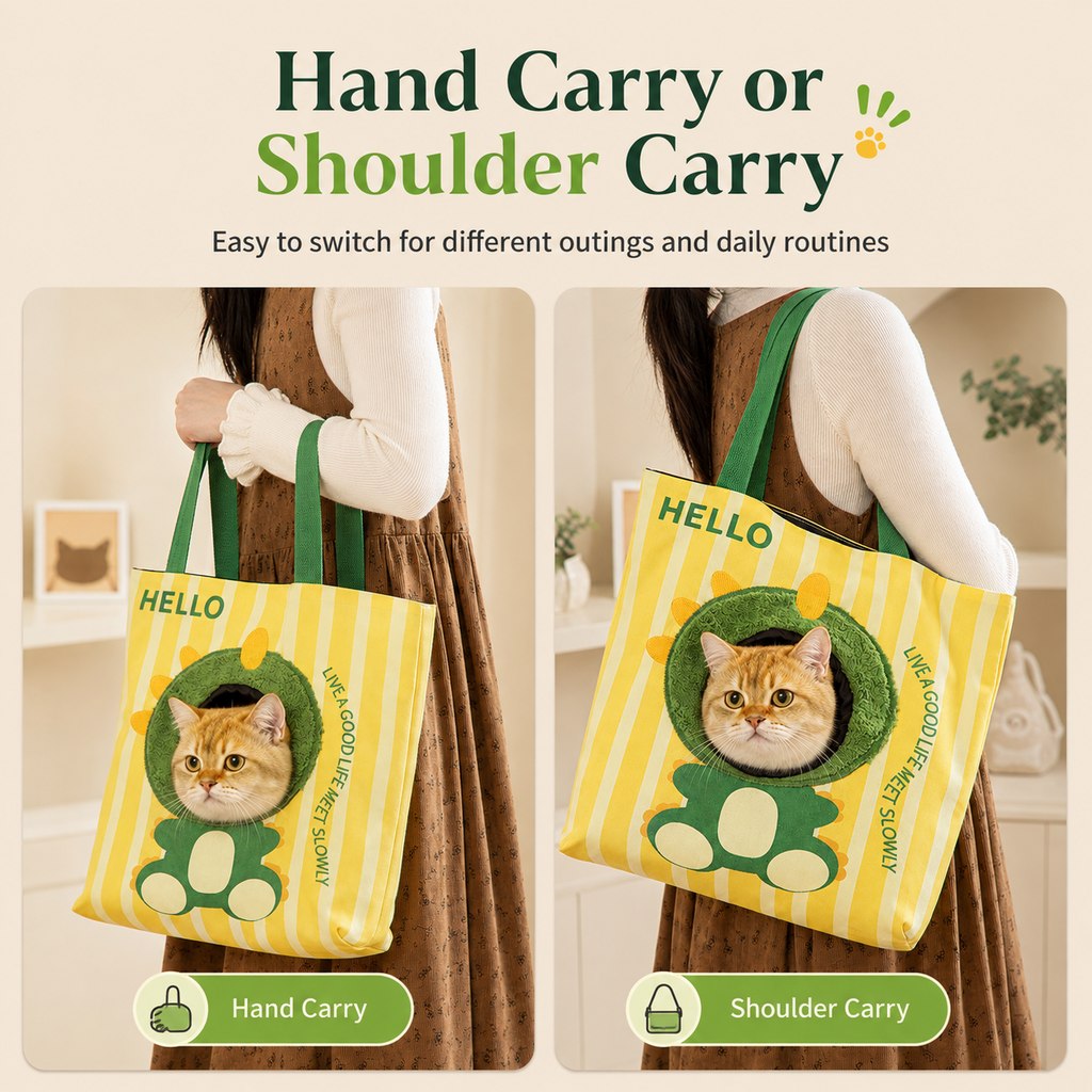 Paws in Awe Portable Small Pet Travel Tote Bag for Daily Outings - Lightweight Peek-Out Carrier for Cats & Puppies Under 6.6 lb image 3