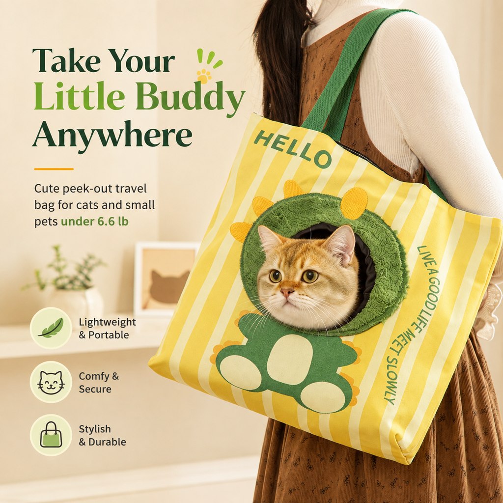 Paws in Awe Portable Small Pet Travel Tote Bag for Daily Outings - Lightweight Peek-Out Carrier for Cats & Puppies Under 6.6 lb image 2