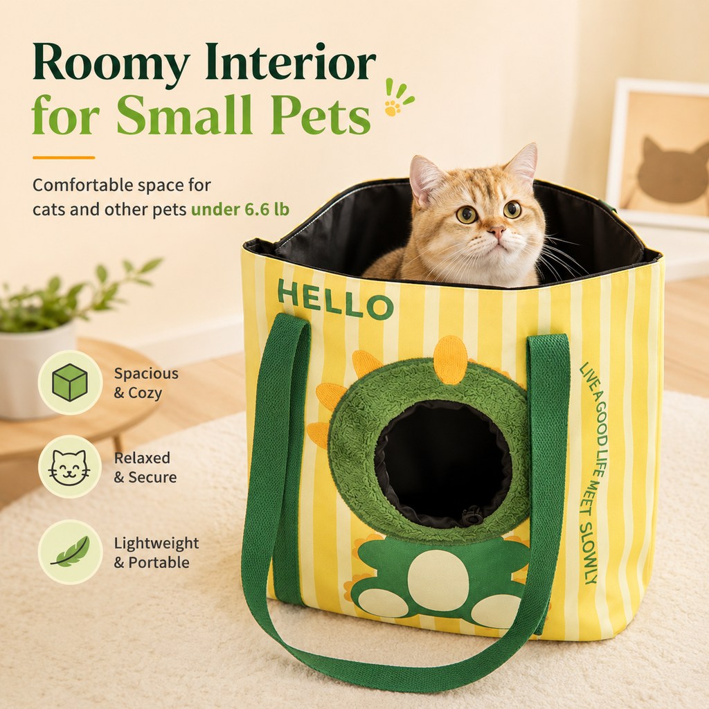 Paws in Awe Portable Small Pet Travel Tote Bag for Daily Outings - Lightweight Peek-Out Carrier for Cats & Puppies Under 6.6 lb image 9