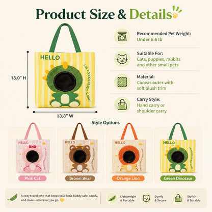 Paws in Awe Portable Small Pet Travel Tote Bag for Daily Outings - Lightweight Peek-Out Carrier for Cats & Puppies Under 6.6 lb image 6