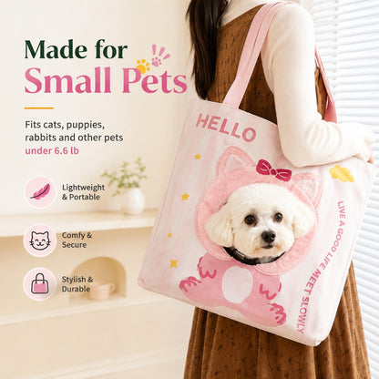 Paws in Awe Portable Small Pet Travel Tote Bag for Daily Outings - Lightweight Peek-Out Carrier for Cats & Puppies Under 6.6 lb image 4