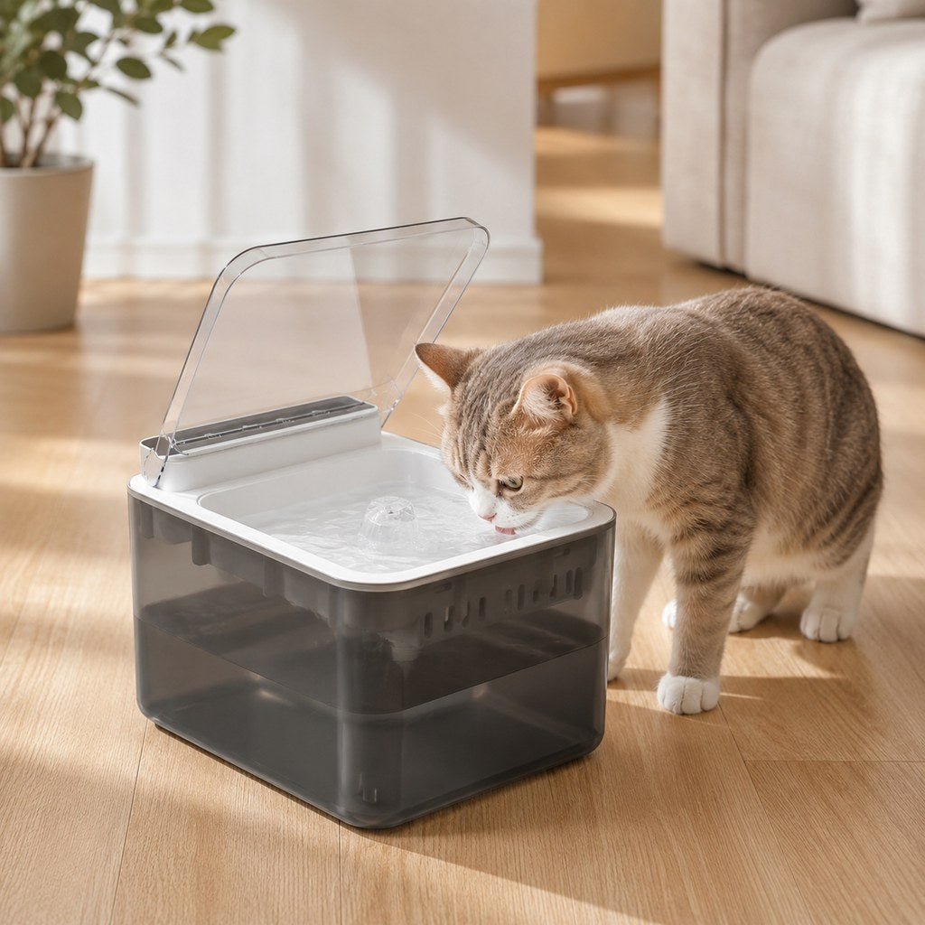 Paws in Awe Smart Auto-Lid Cat Water Fountain for Busy Cat Parents - 3L Cordless Pet Water Dispenser with Dust Cover, Motion Sensor & Type-C Charging image 1
