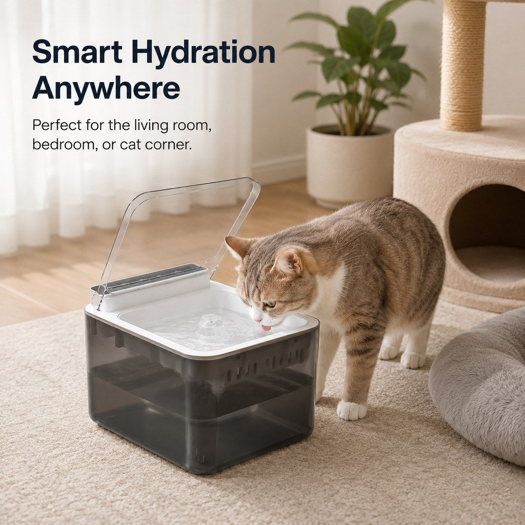 Paws in Awe Smart Auto-Lid Cat Water Fountain for Busy Cat Parents - 3L Cordless Pet Water Dispenser with Dust Cover, Motion Sensor & Type-C Charging image 5