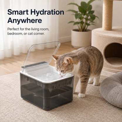 Paws in Awe Smart Auto-Lid Cat Water Fountain for Busy Cat Parents - 3L Cordless Pet Water Dispenser with Dust Cover, Motion Sensor & Type-C Charging image 5