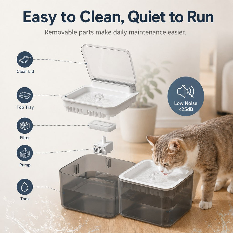 Paws in Awe Smart Auto-Lid Cat Water Fountain for Busy Cat Parents - 3L Cordless Pet Water Dispenser with Dust Cover, Motion Sensor & Type-C Charging image 7