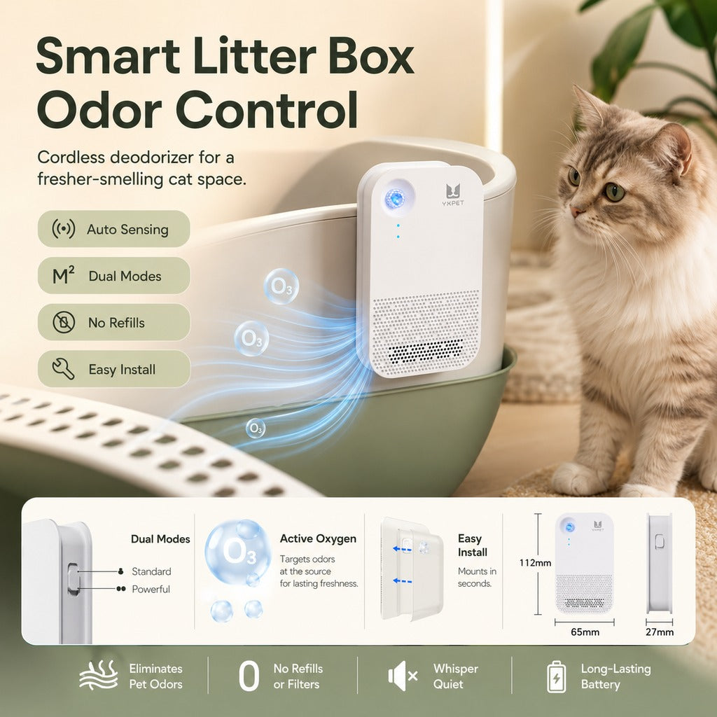 Paws in Awe Smart Litter Box Odor Control Deodorizer for Cats - Cordless Auto-Sensing Pet Odor Purifier image 2