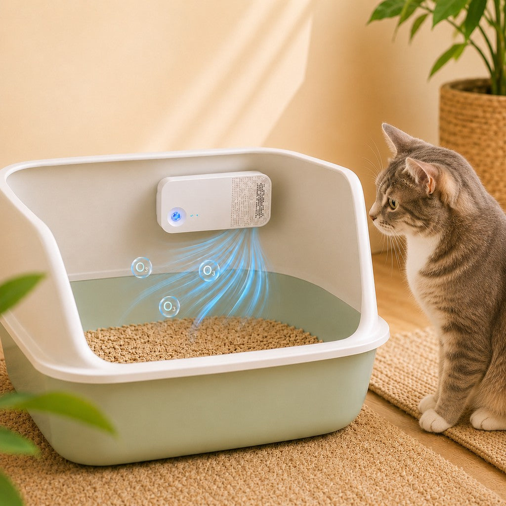 Paws in Awe Smart Litter Box Odor Control Deodorizer for Cats - Cordless Auto-Sensing Pet Odor Purifier image 1