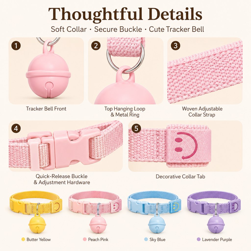Smart pet tracker bell collar for cats and small dogs