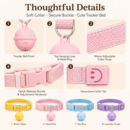 Smart pet tracker bell collar for cats and small dogs