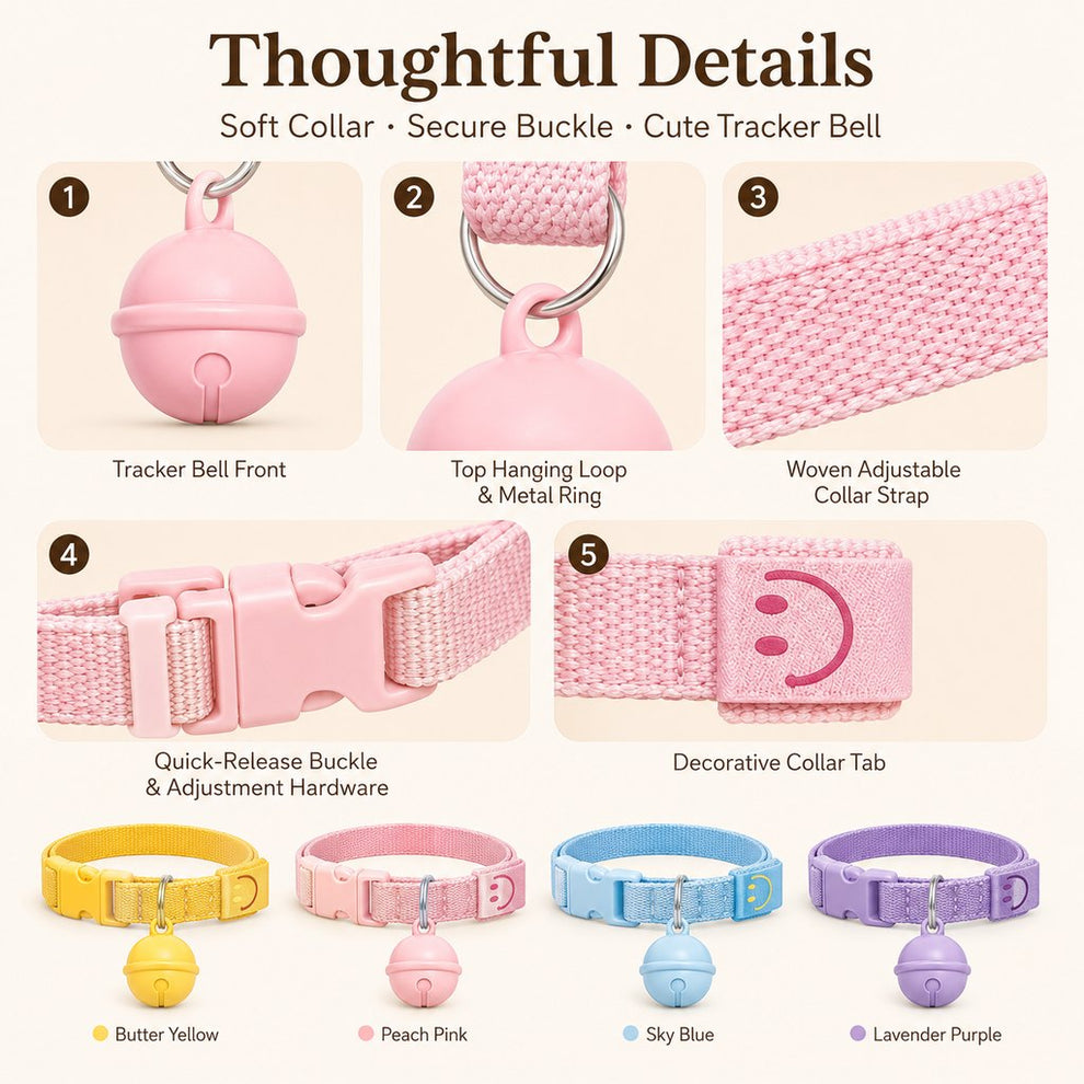 Smart pet tracker bell collar for cats and small dogs