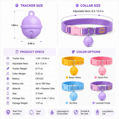 Smart pet tracker bell collar for cats and small dogs