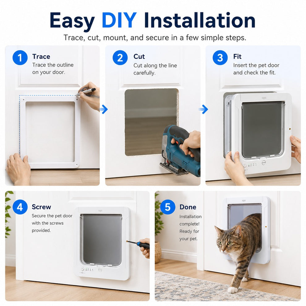 Paws in Awe Smart RFID Cat Door for Litter Rooms & Pet-Only Spaces - Selective Access Pet Door to Help Keep Unwanted Animals Out image 5