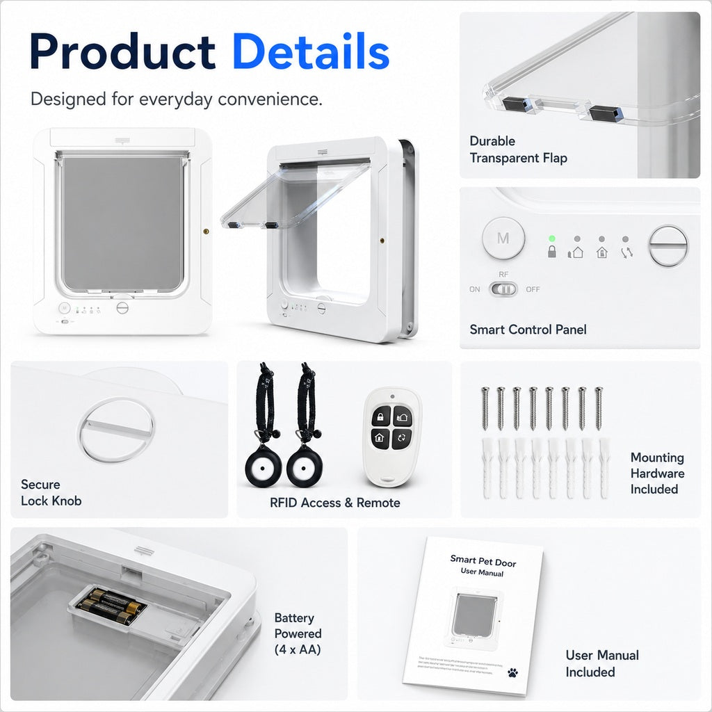 Paws in Awe Smart RFID Cat Door for Litter Rooms & Pet-Only Spaces - Selective Access Pet Door to Help Keep Unwanted Animals Out image 7