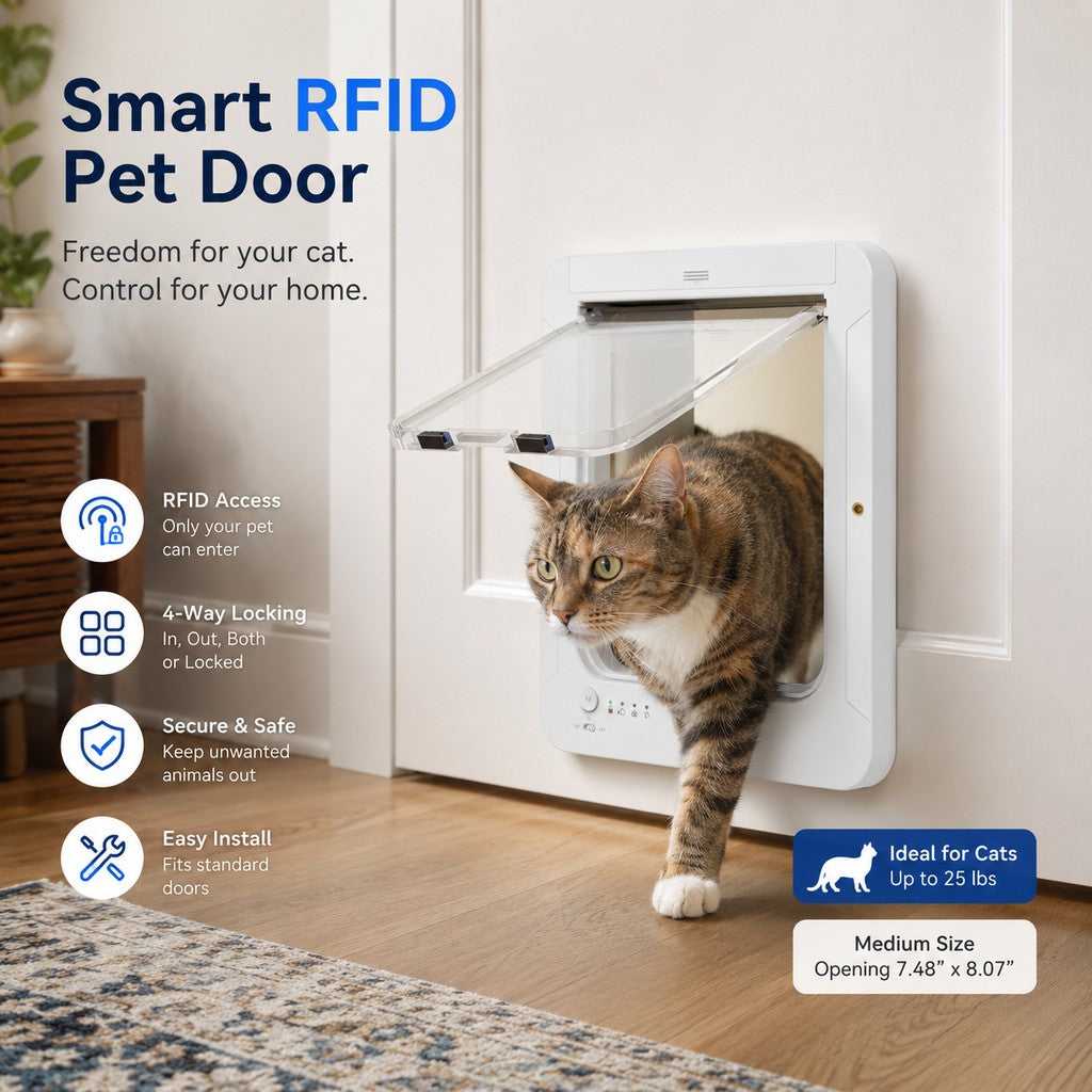 Paws in Awe Smart RFID Cat Door for Litter Rooms & Pet-Only Spaces - Selective Access Pet Door to Help Keep Unwanted Animals Out image 2