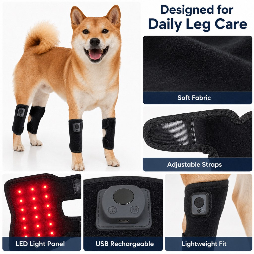 Smart timer dog red light therapy wrap with mode options