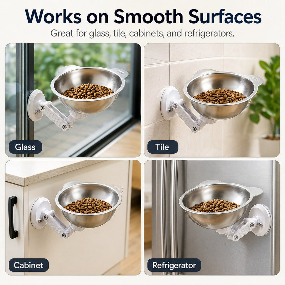 Paws in Awe No-Drill Wall-Mounted Pet Bowl for Small Dogs & Cats - Elevated Feeding for Cleaner Floors image 5