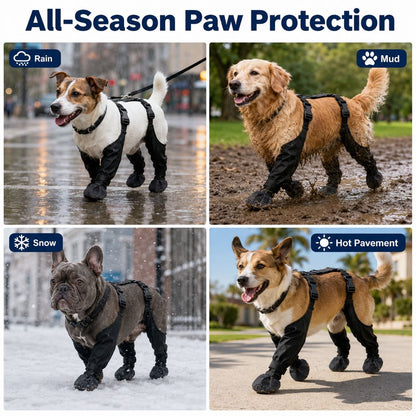 Snow and rain dog walking boots with paw protection