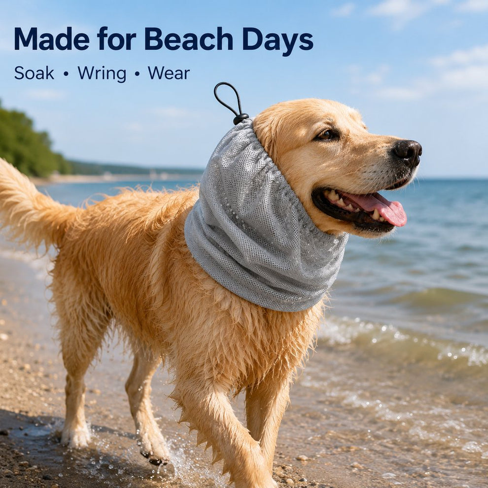 Paws in Awe Water-Activated Dog Cooling Snood for Summer Walks - Lightweight Neck & Ear Cooler for Hot Weather, Beach Days & Long-Fur Dogs image 4