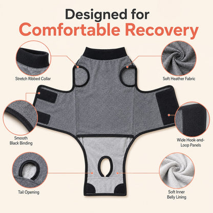 Paws in Awe Dog Recovery Suit After Surgery - Soft Adjustable Post-Surgery Bodysuit, Comfortable Cone Alternative image 4