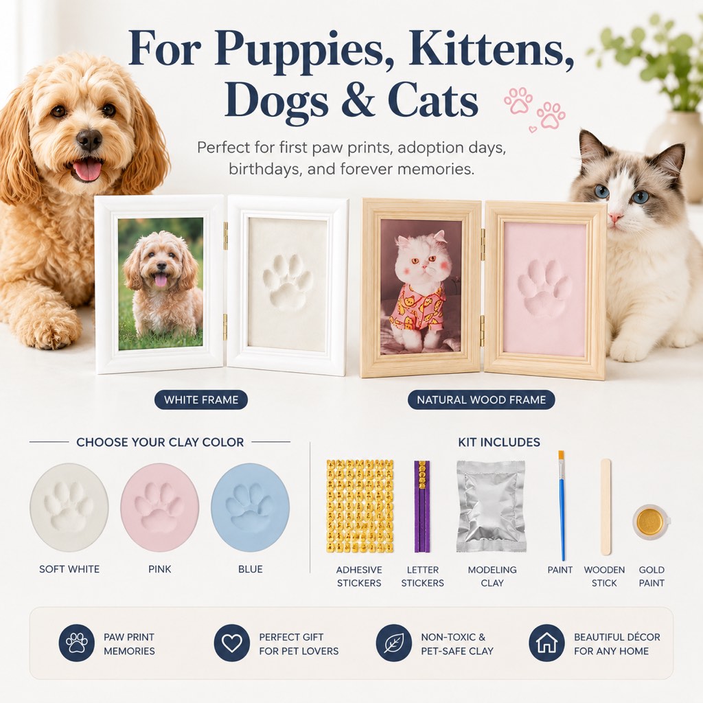 Soft blue clay pet paw print kit