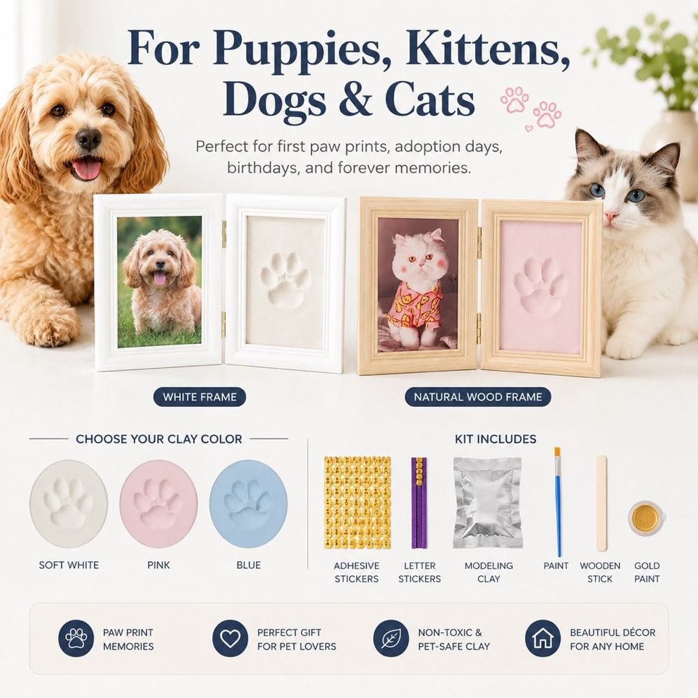 Soft blue clay pet paw print kit