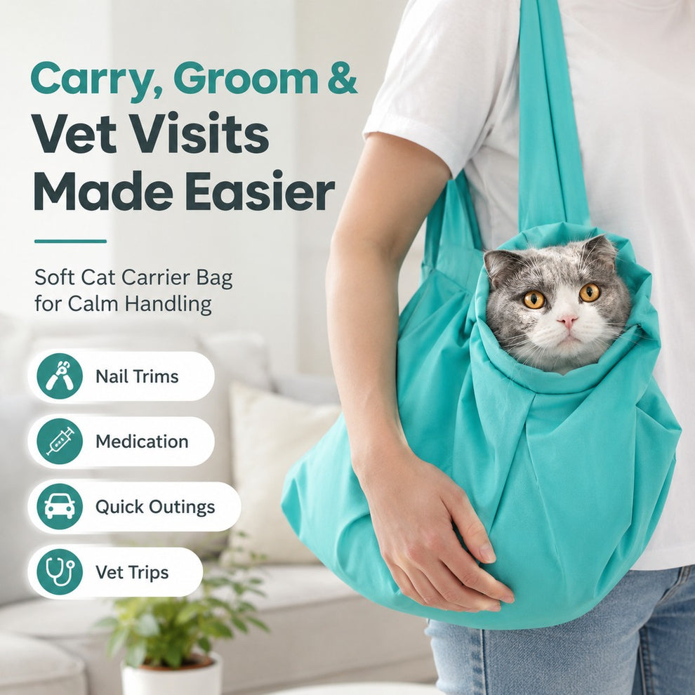 Paws in Awe Soft Cat Carrier Grooming Bag for Vet Visits &Nail Trims - Helps Reduce Scratching During Routine Care image 2