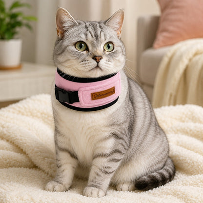 Paws in Awe Soft Cat Recovery Collar for Post-Surgery Care - Adjustable Anti-Lick Fleece Neck Wrap image 1