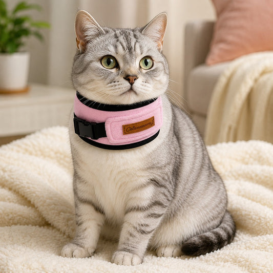 Paws in Awe Soft Cat Recovery Collar for Post-Surgery Care - Adjustable Anti-Lick Fleece Neck Wrap image 1