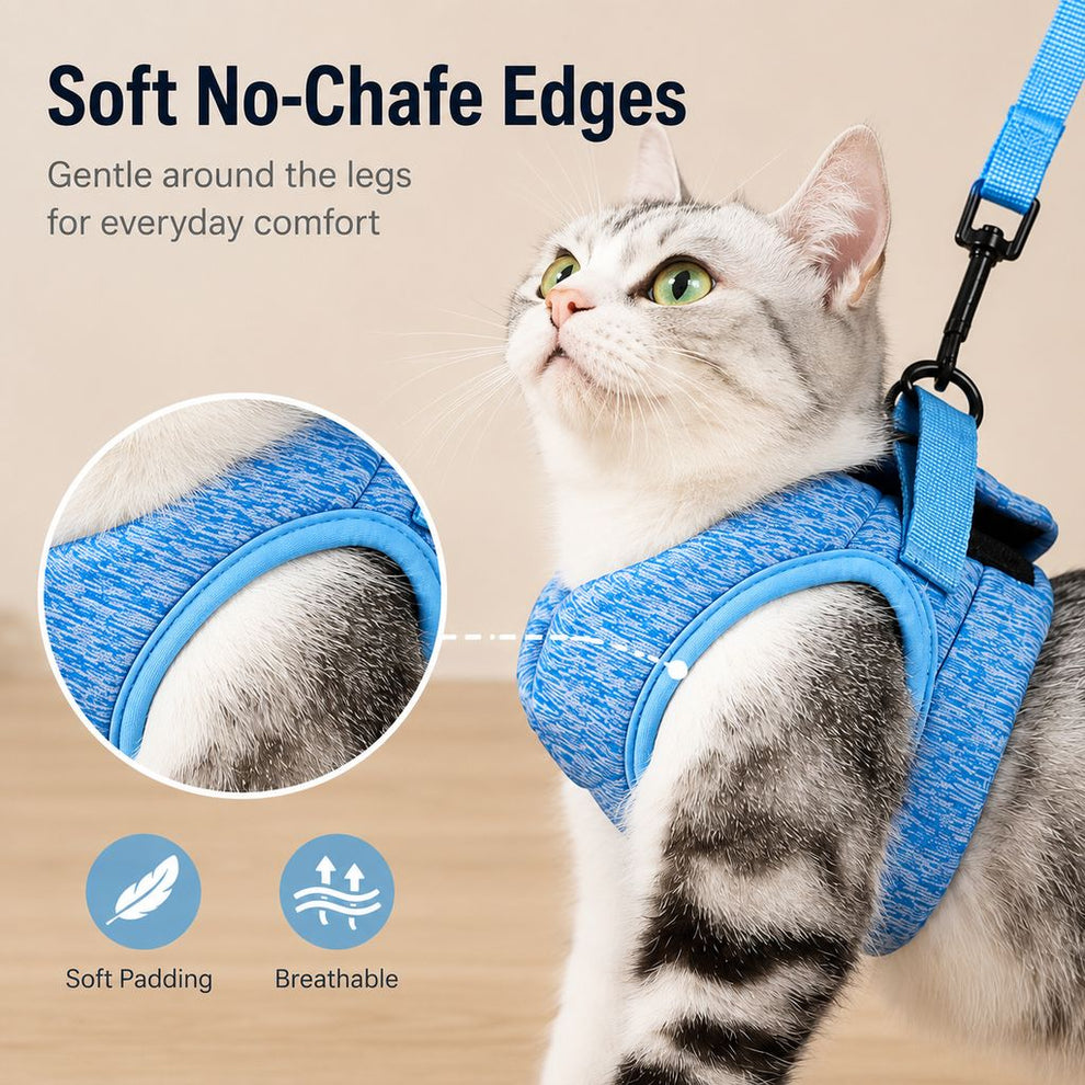 Paws in Awe Lightweight Cat Harness & Leash Set for Outdoor Walks - Breathable Adjustable Vest for Secure, Comfortable Control image 7
