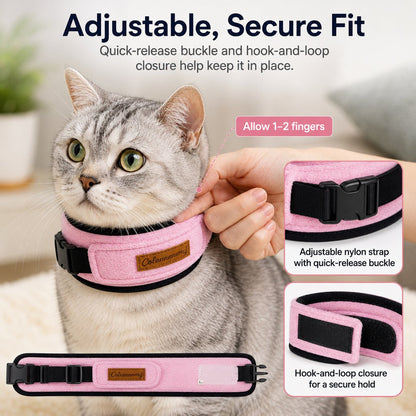Paws in Awe Soft Cat Recovery Collar for Post-Surgery Care - Adjustable Anti-Lick Fleece Neck Wrap image 10