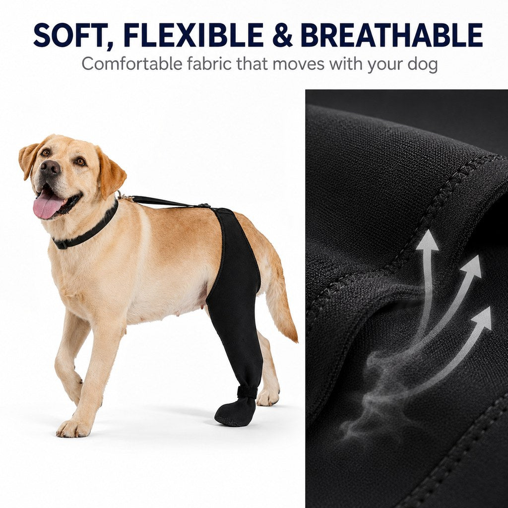 Soft flexible breathable dog rear leg sleeve fabric