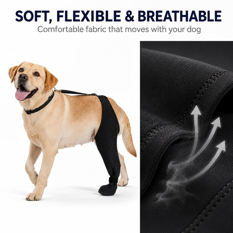 Soft flexible breathable dog rear leg sleeve fabric