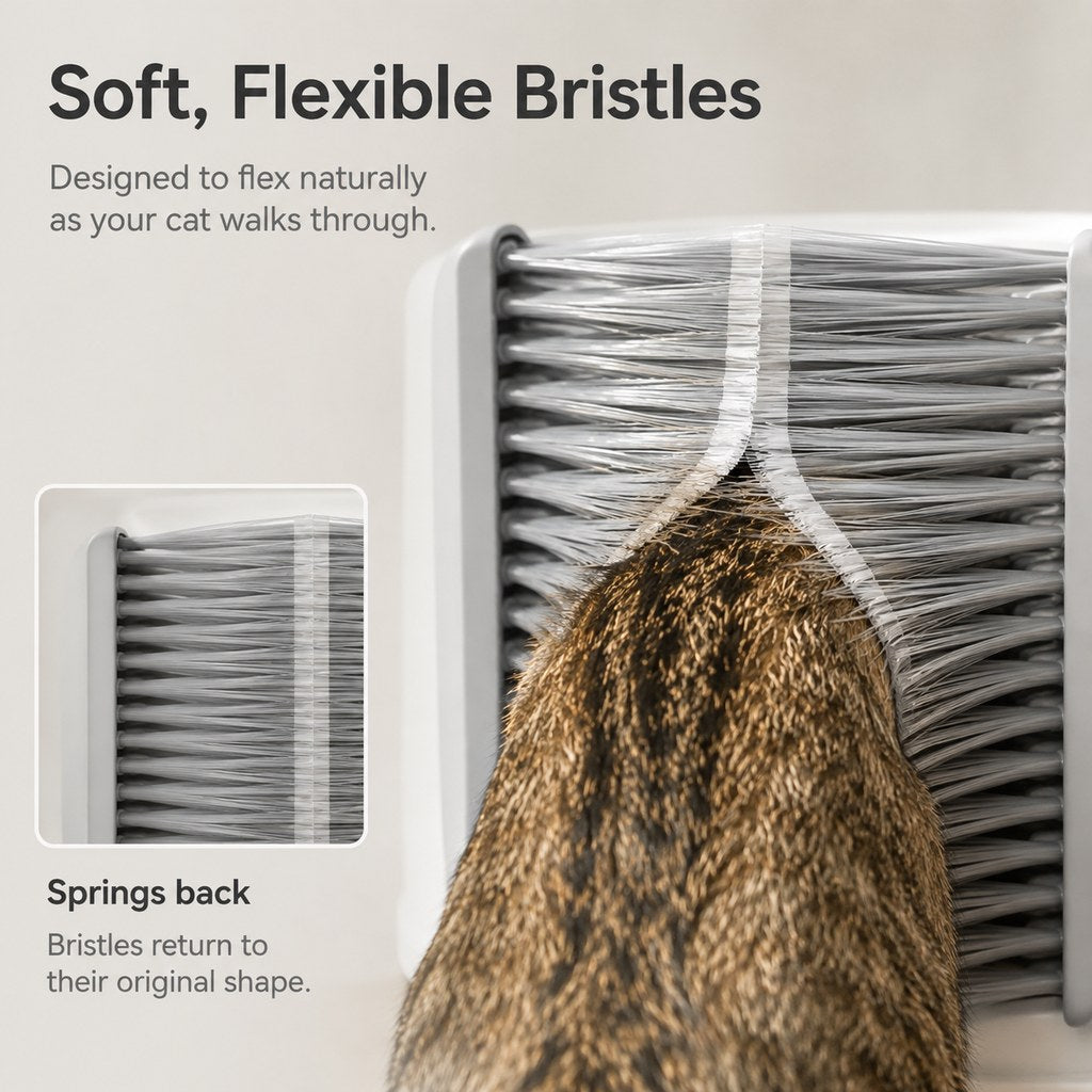 Paws in Awe Cat Litter Box Self-Grooming Brush Door – Automatic Loose Fur Catcher for Enclosed Litter Boxes & Cleaner Homes, 2-Piece Set image 6