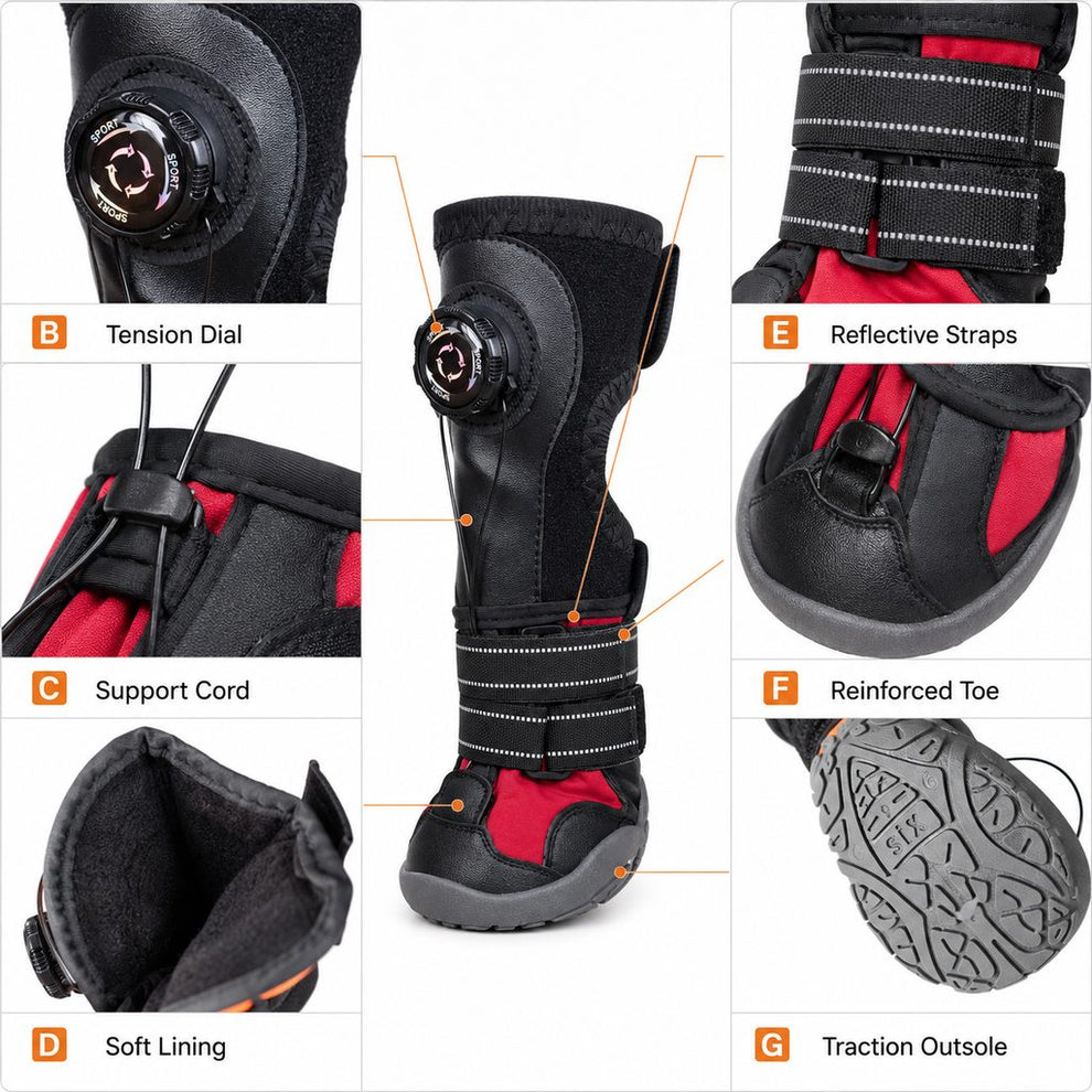 Soft padded upper wrap dog support boot