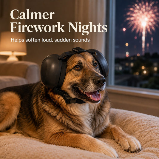 Paws in Awe Dog Noise-Reducing Ear Muffs for Fireworks, Thunderstorms & Grooming - Adjustable Anxiety Comfort Ear Protection for Medium & Large Dogs image 2