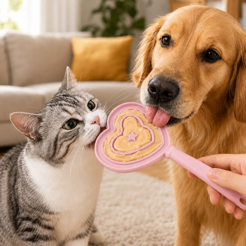 Heart pet licking wand for cats and dogs